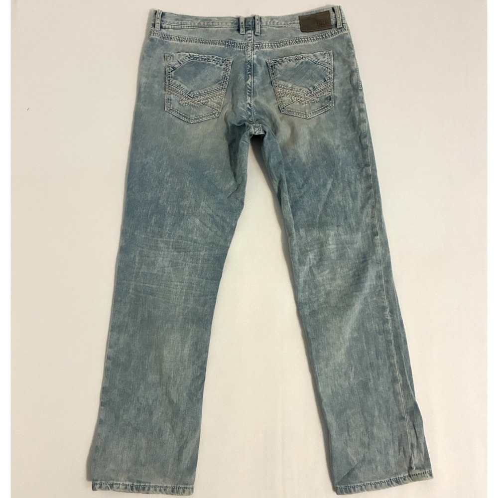 BKE Buckle Ryan Jeans Mens Size 38L 38x33 Straight Embroidered Light Wash Pants